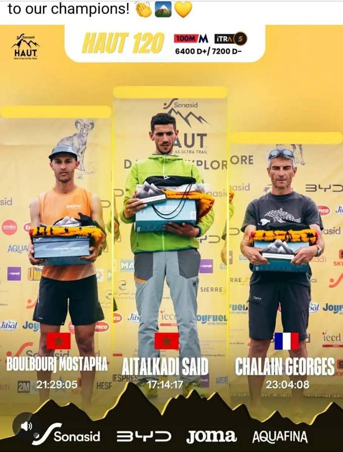 Saïd on the podium in 2nd place at the Sonasid HAUT 120 High Atlas Ultra Trail
