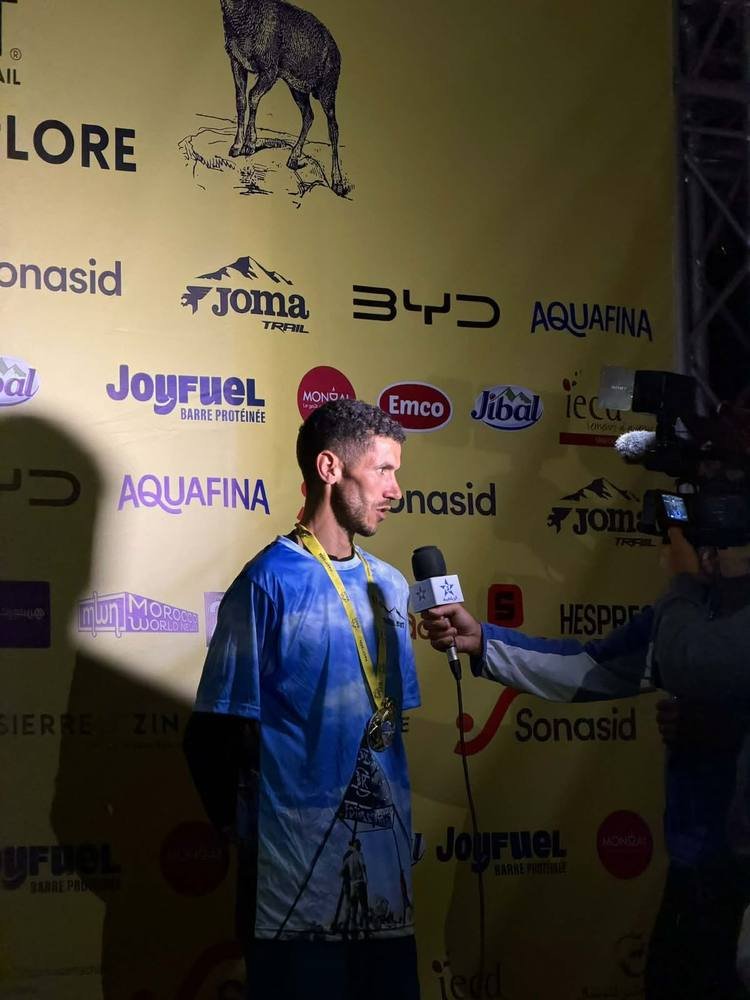Saïd interviewed by Moroccan television after a trail race